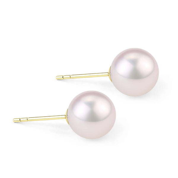 5.5-8.5mm White Akoya Round Pearl Stud Earrings - May-Lynn